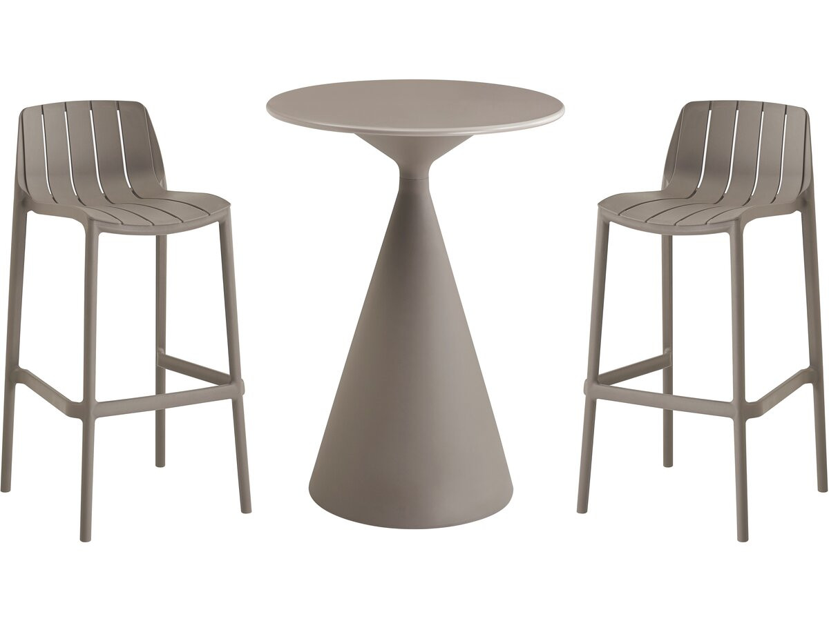 Mesa e cadeiras altas de bistrô empilháveis <<vaena>> - 2 lugares - cinza-e