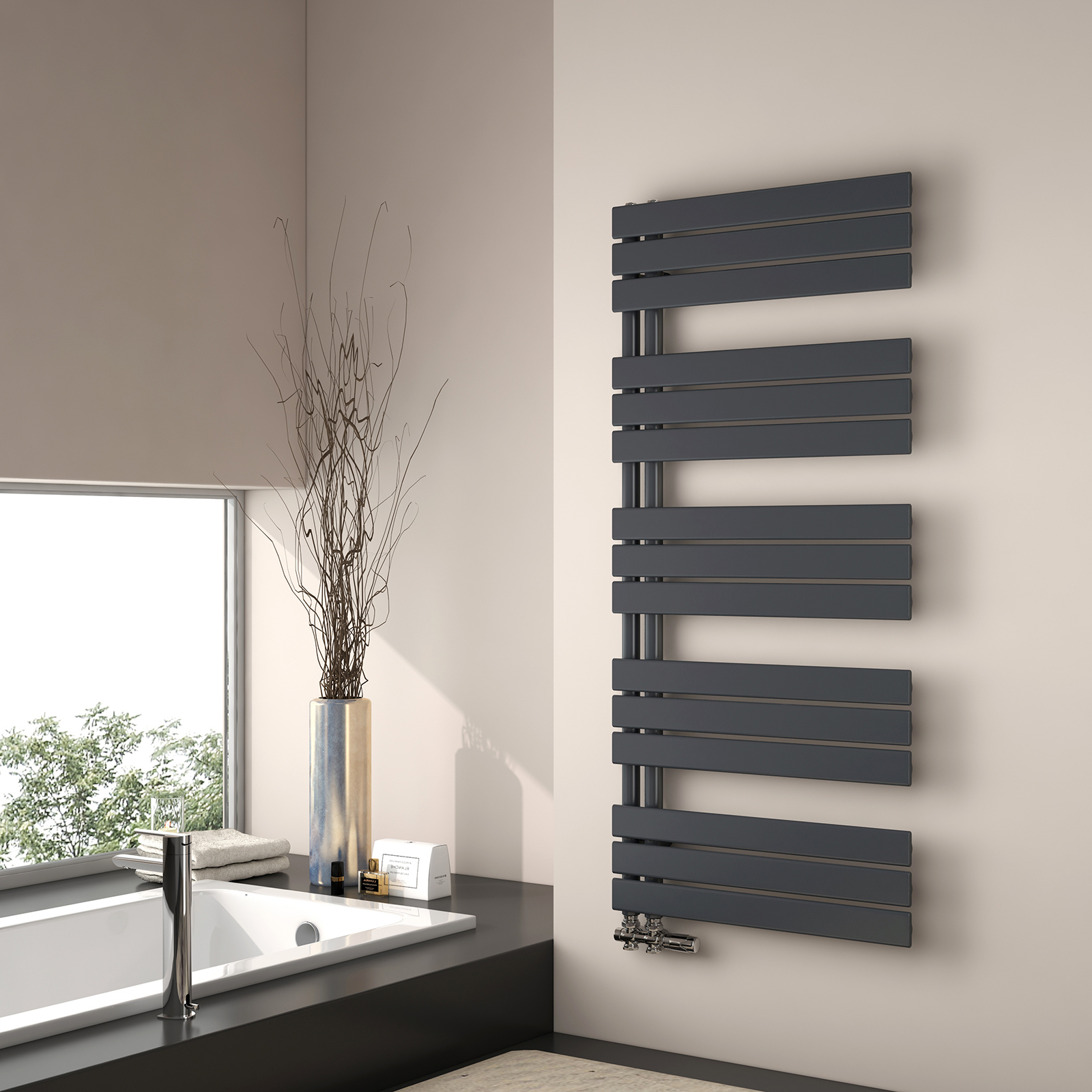 Emke radiador toalheiro água quente 132x60cm, antracite, painel plano