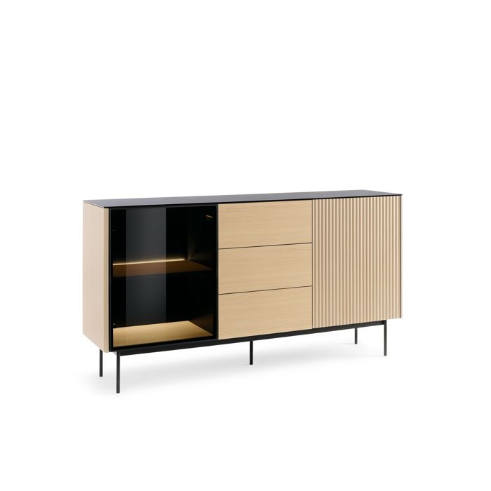 Buffet baixo contemp. - carvalho vicenza - 3g+2p - 157x84x39 cm