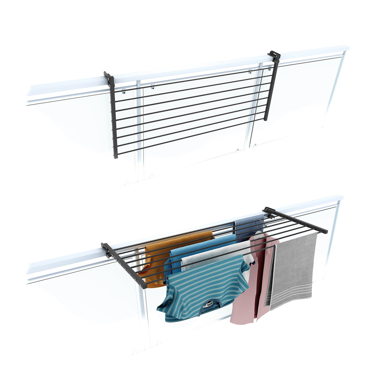Varal ajustável para varanda 118 cm, foxydry duo antracite