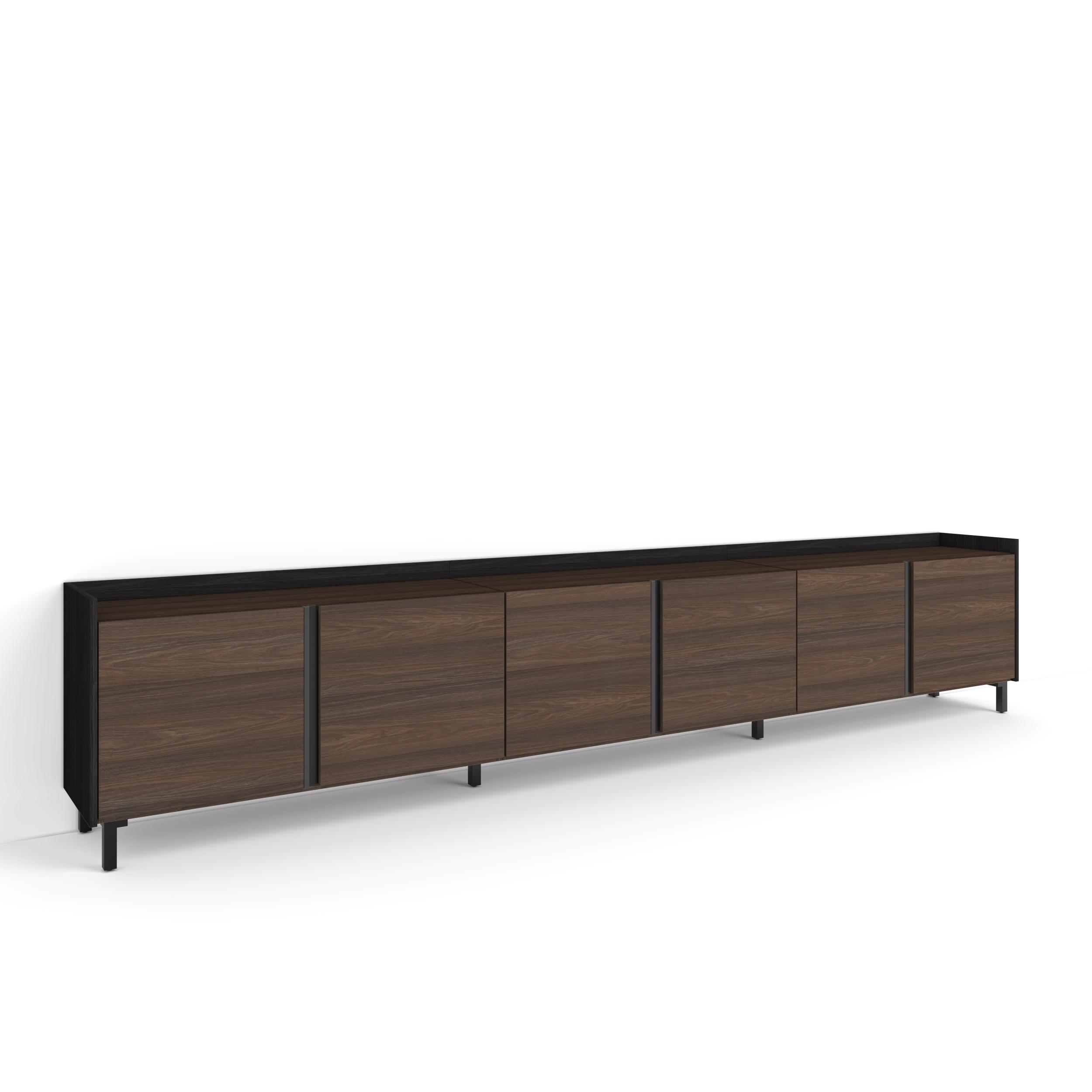 Móvel de tv, 309x35x61cm, carvalho escuro e preto rf4555