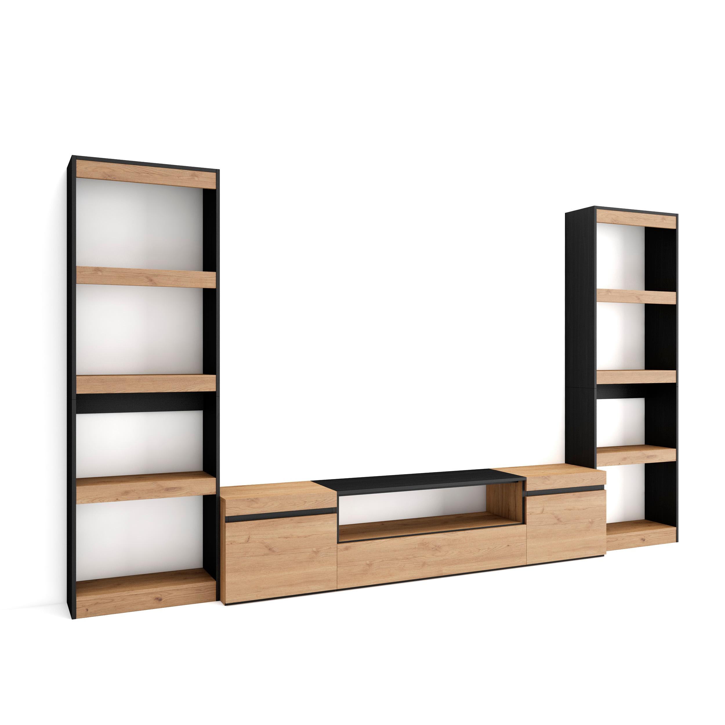 Conjunto de móveis tv, 320x35x186cm, carvalho e preto rf2603