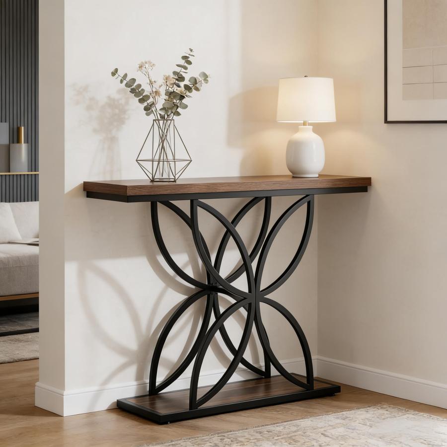 Mesa de entrada industrial preto e castanho