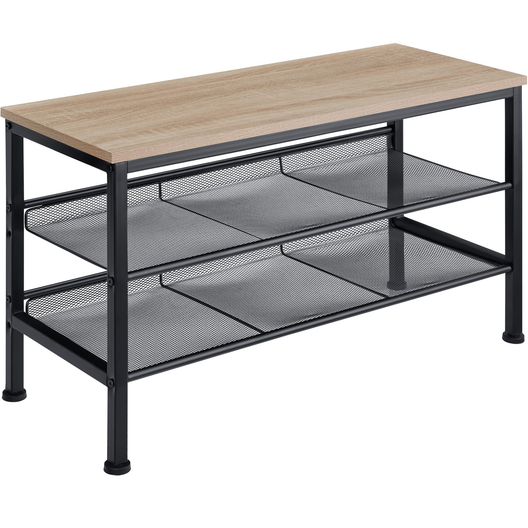 Sapateiro estilo industrial e 2 prateleiras 75,5x30,5x45,5cm madeira clara