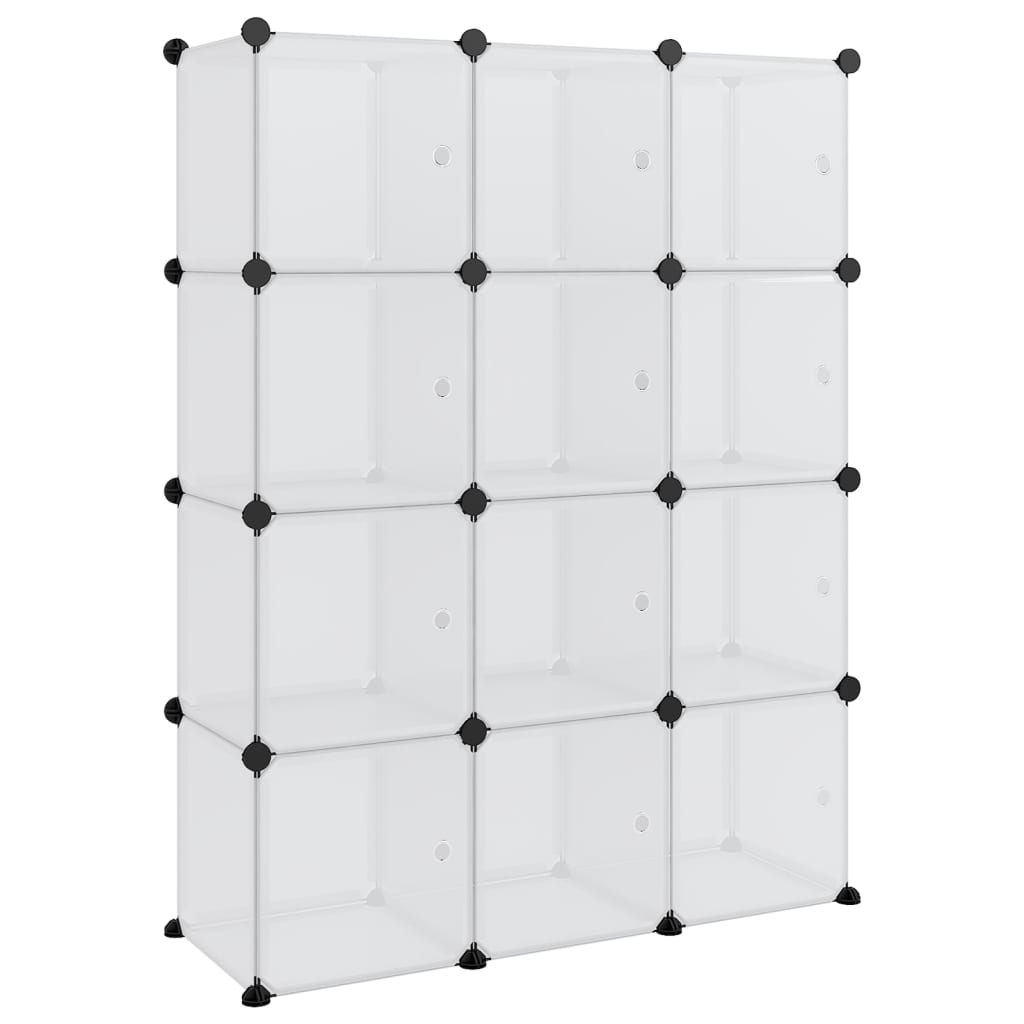 vidaXL estantería cubos 12 compartimentos y puertas pp transparente