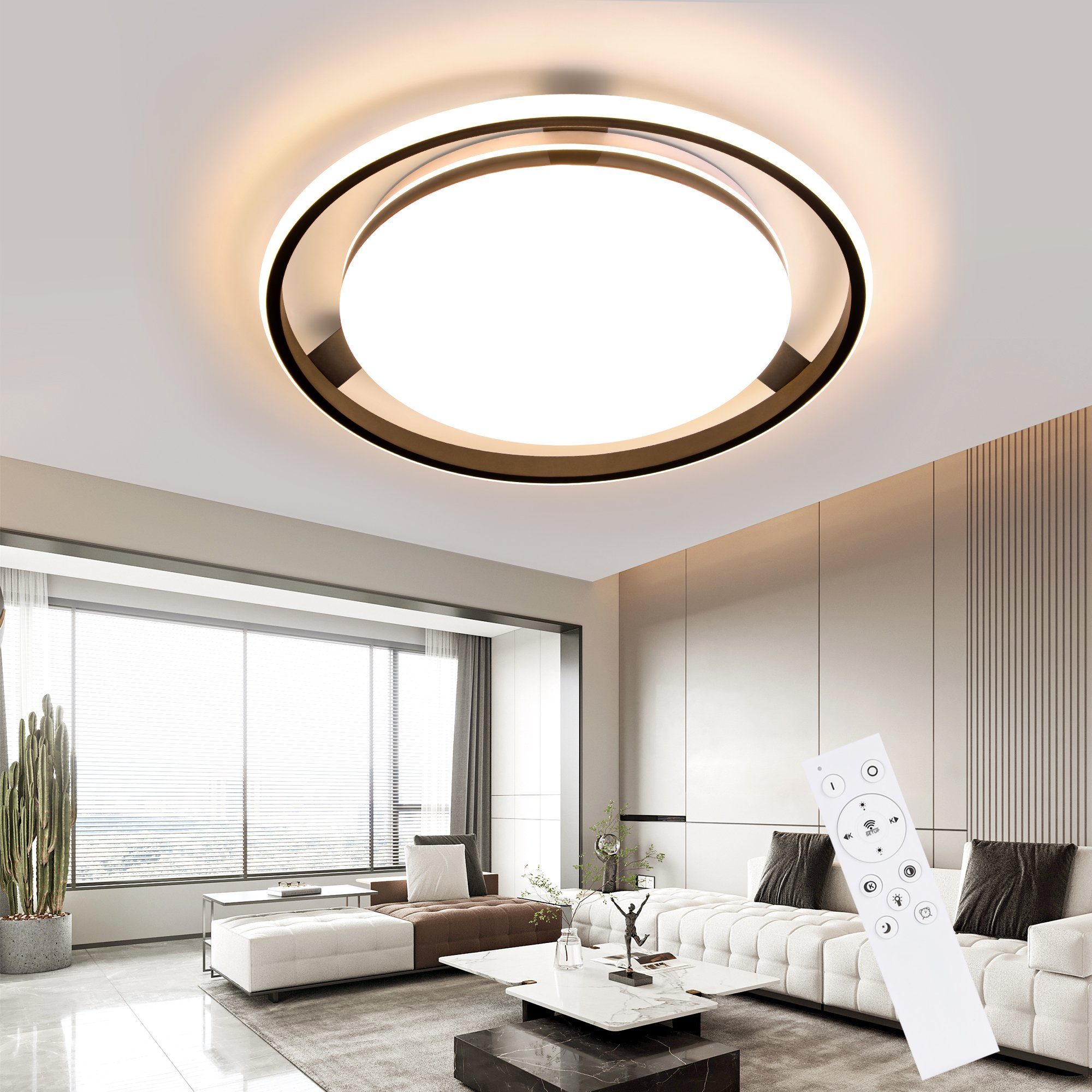 Nettlife modern black LED luz de teto controle remoto design redondo
