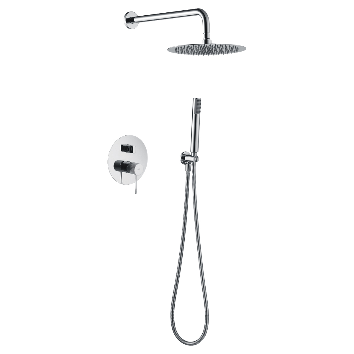 Kit de banho embutido em aço e latão com misturador monocomando cromado