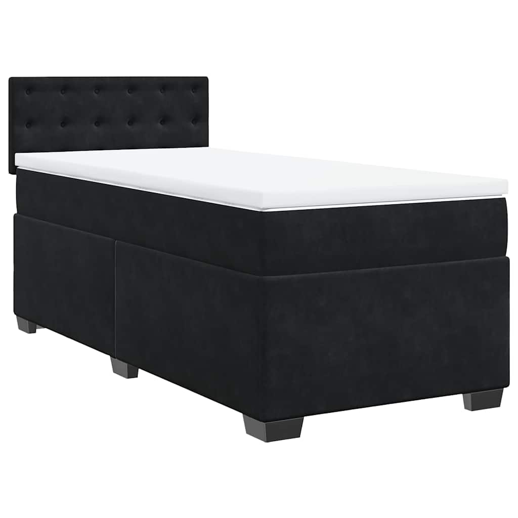 vidaXL cama box spring individual con colchón tela negro