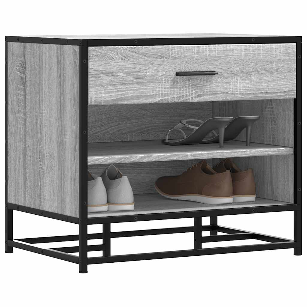 Banco para calçado sonoma 60x40x53,5 cm madeira metal cinzento wf735440