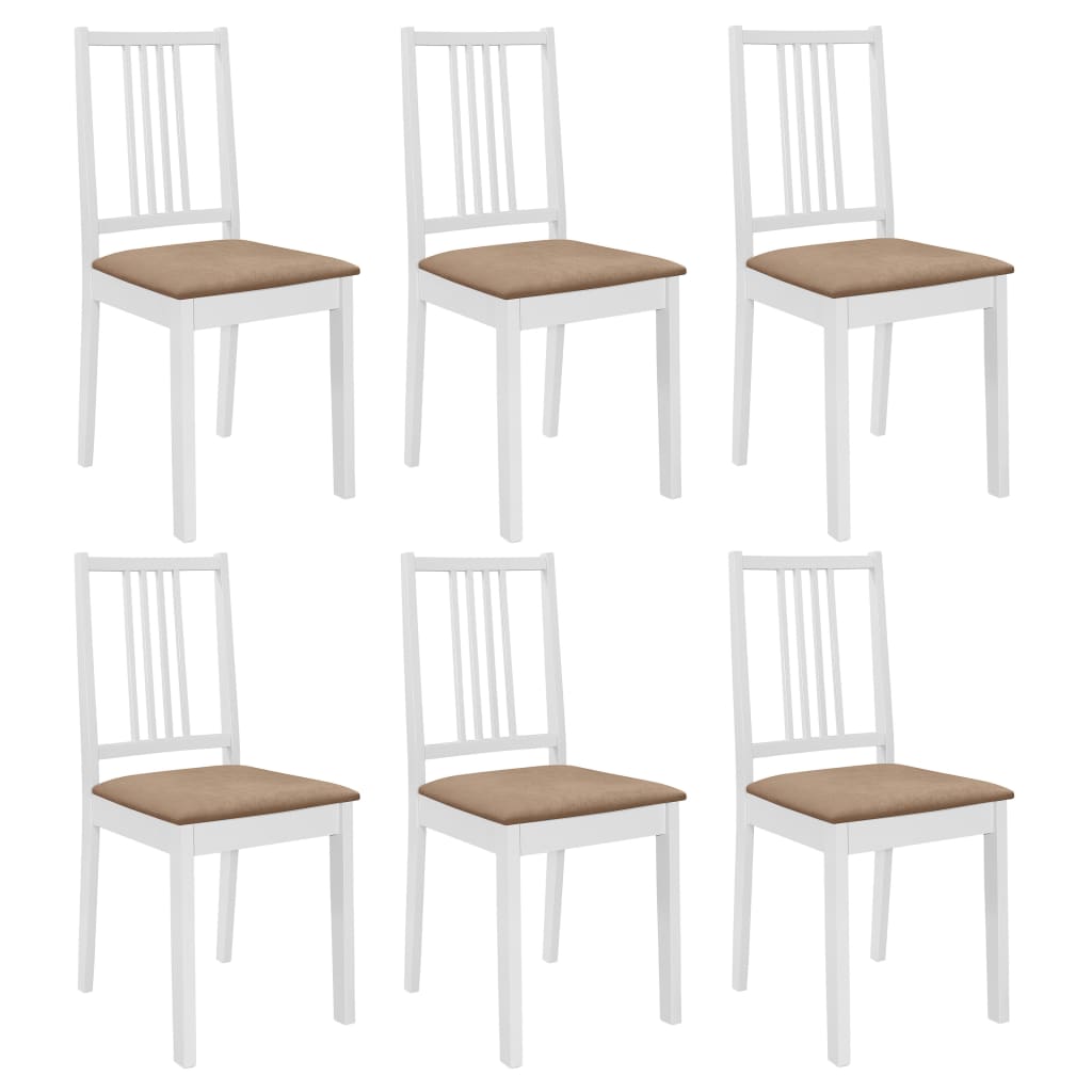 Cadeiras de jantar com almofadões 6 pcs madeira maciça branco ewg4638