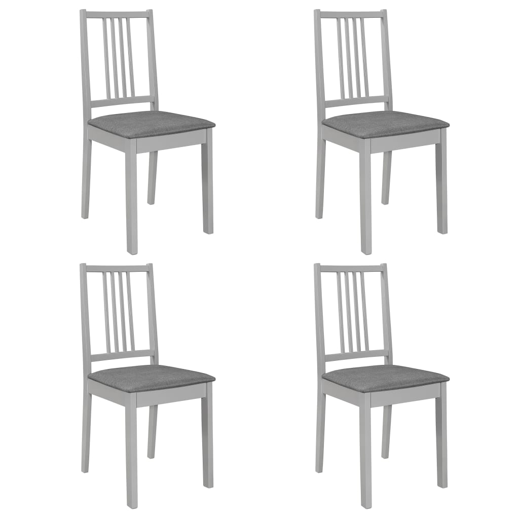 Cadeiras de jantar com almofadões 4 pcs madeira maciça cinzento ewg1202