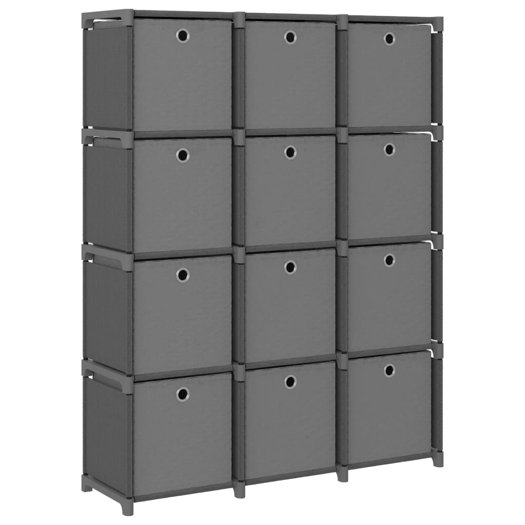 vidaXL estantería de 12 cubos con cajas tela gris 103x30x141 cm