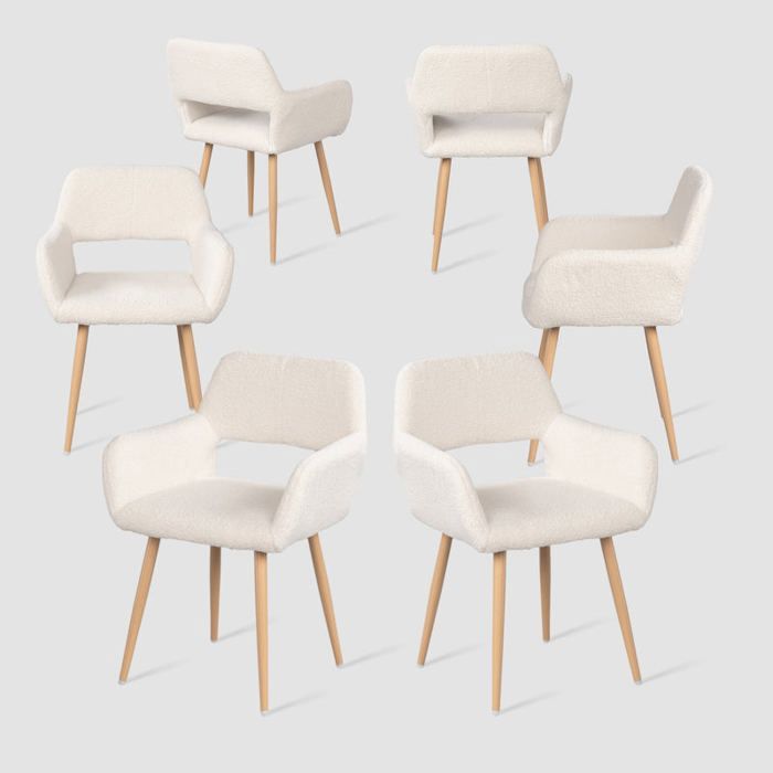 Meubles cosy conjunto de 6 cadeiras de sala de jantar escandinavas com braç