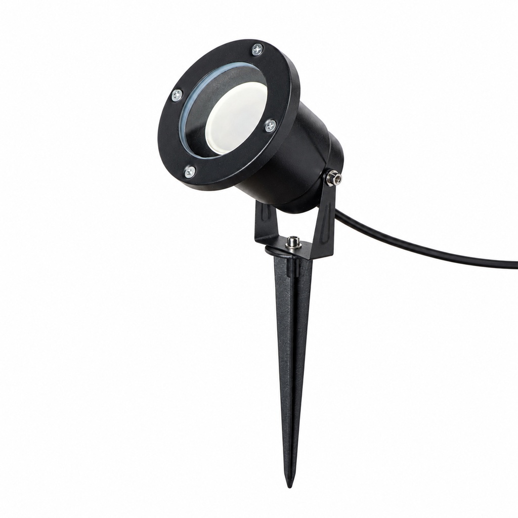 Foco de jardim exterior com espeto ferro preto gu10 ip65 orientável