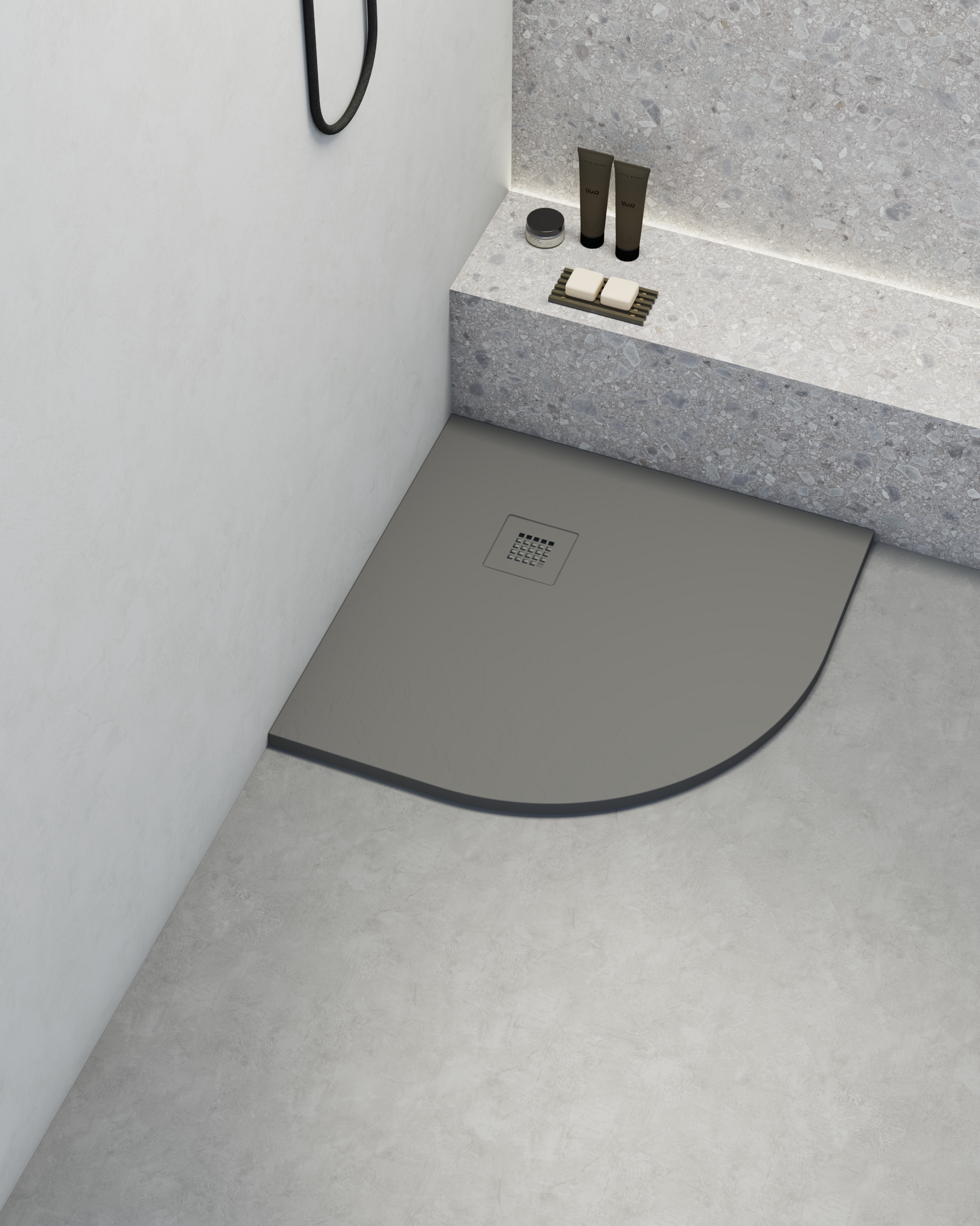 Base de duche poaLGi 80x80 cm semi-circular cinza concret - série hos's