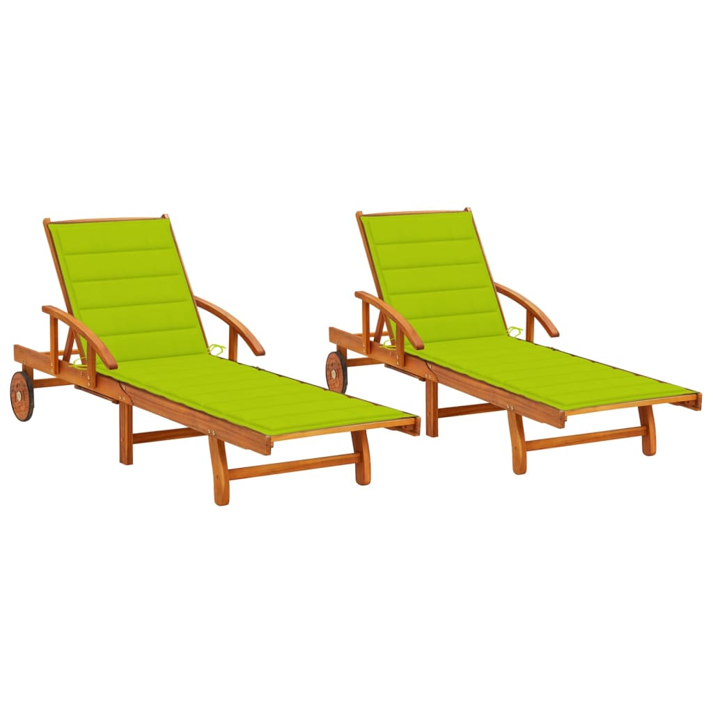 vidaXL tumbonas con cojines 2 unidades madera maciza de acacia