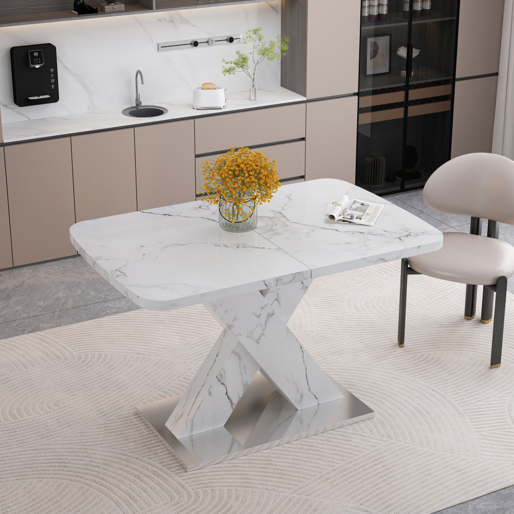 Mesa de jantar retangular extensível branco 76,5x120-160x80cm