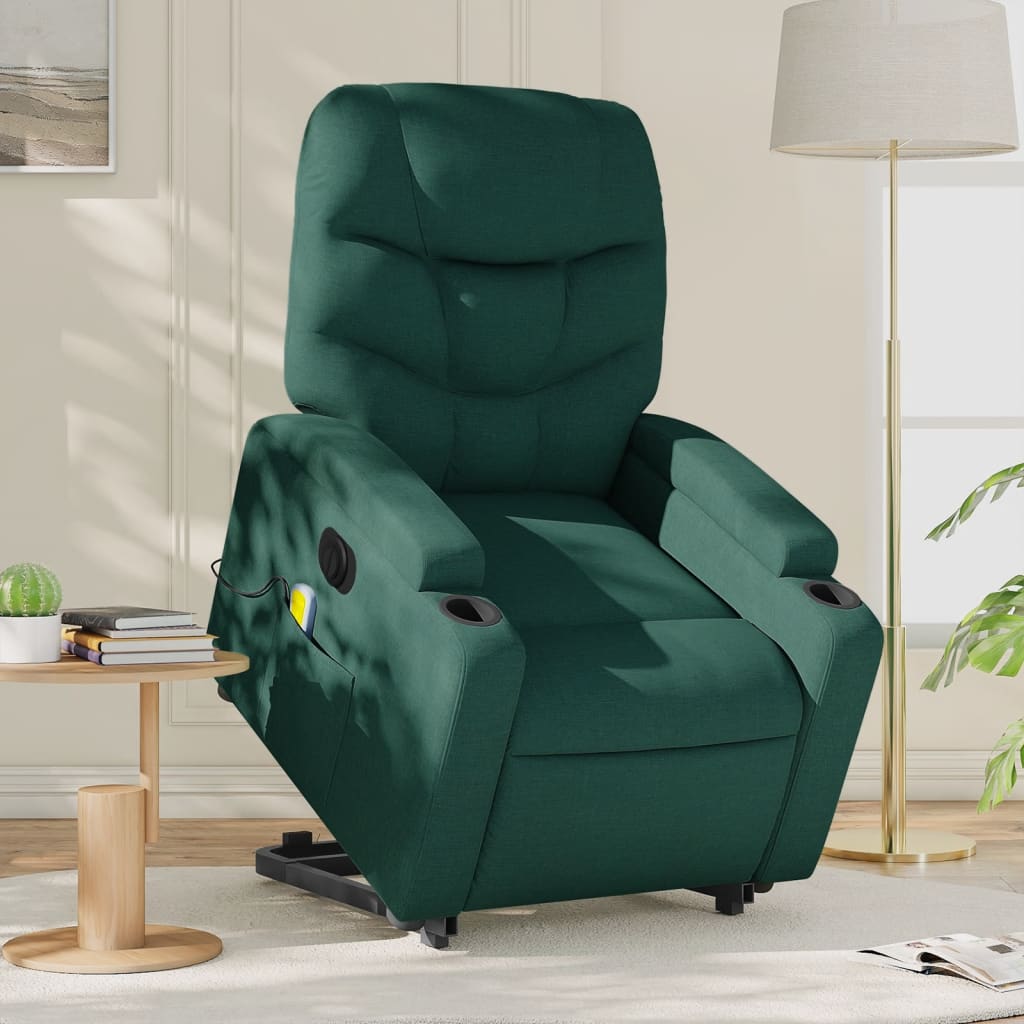 Poltrona elétrica elevatória massagens tecido verde-escuro ewg6044