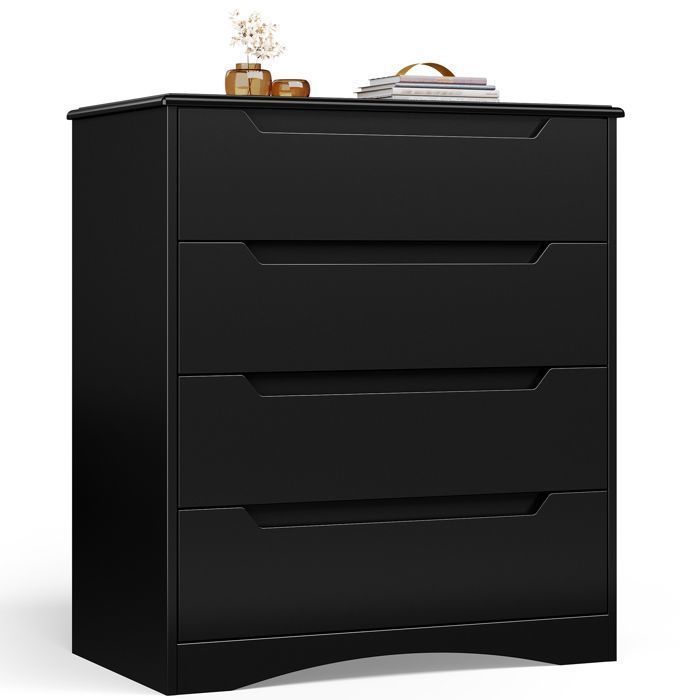 Cômoda preta com 4 gavetas - mdf - 71 x 41 x 82 cm