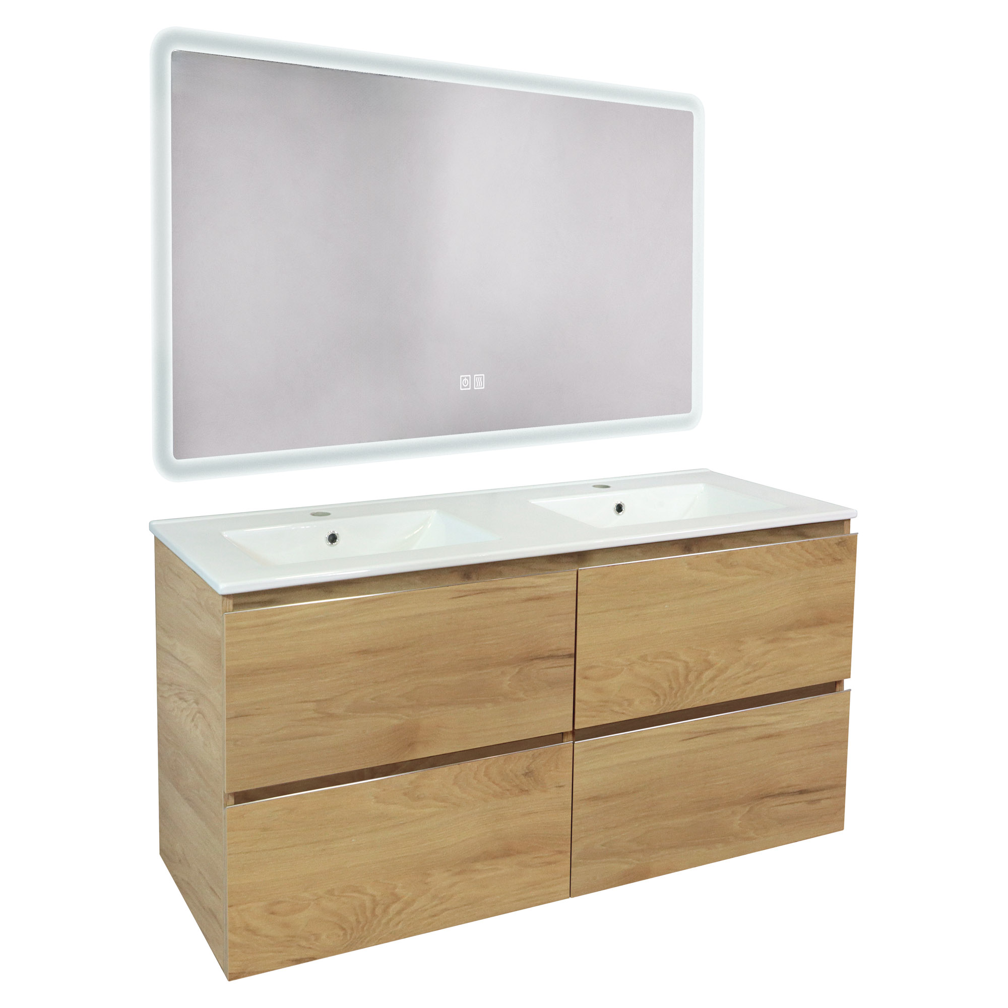 Móvel de banho trendy - 120 cm - madeira - 4 gavetas - espelho athena