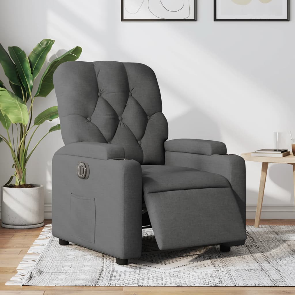 Poltrona reclinável elétrica tecido cinzento-escuro ewg2266