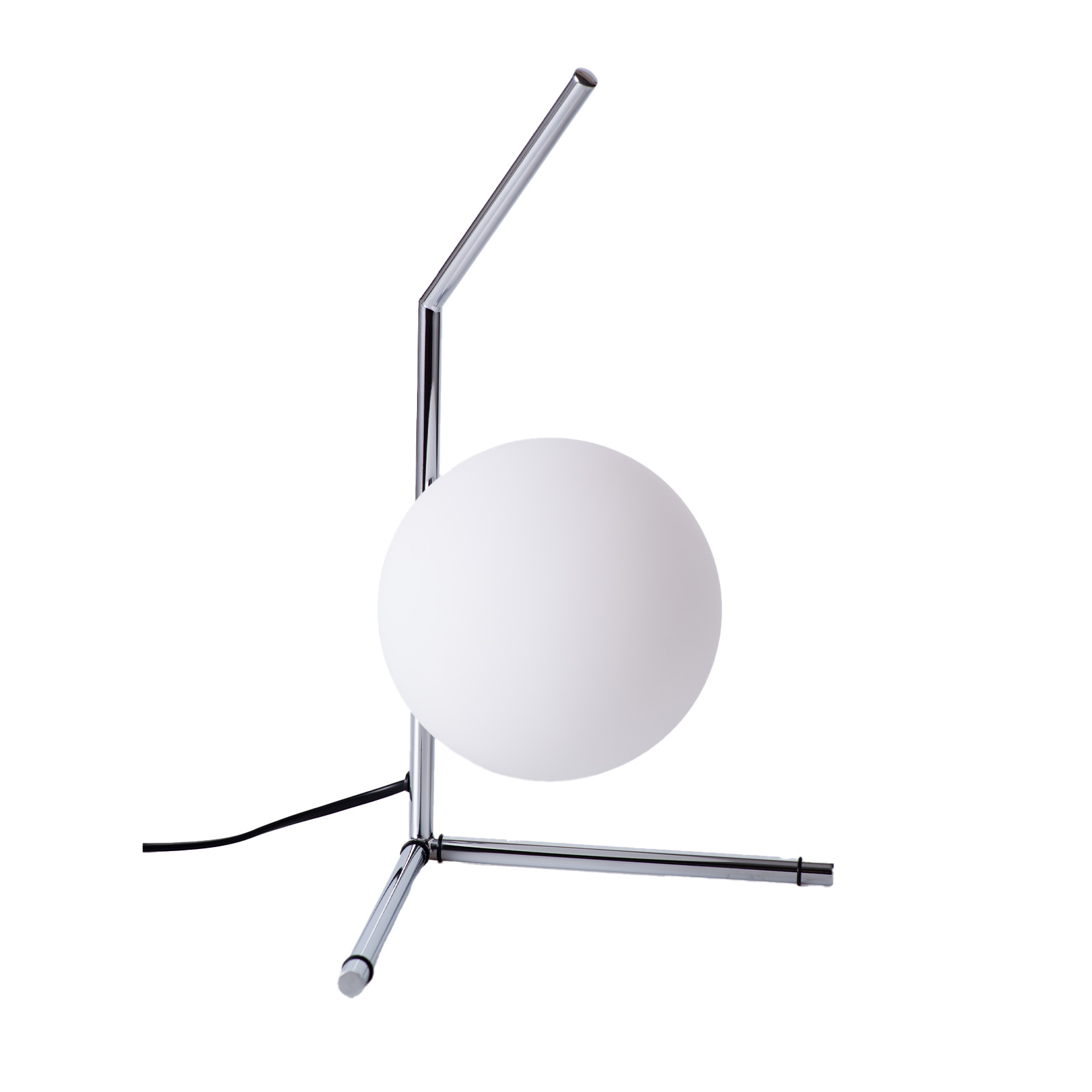 Luminária de mesa ø15cm – moderna em cromado e vidro opalino, ideal