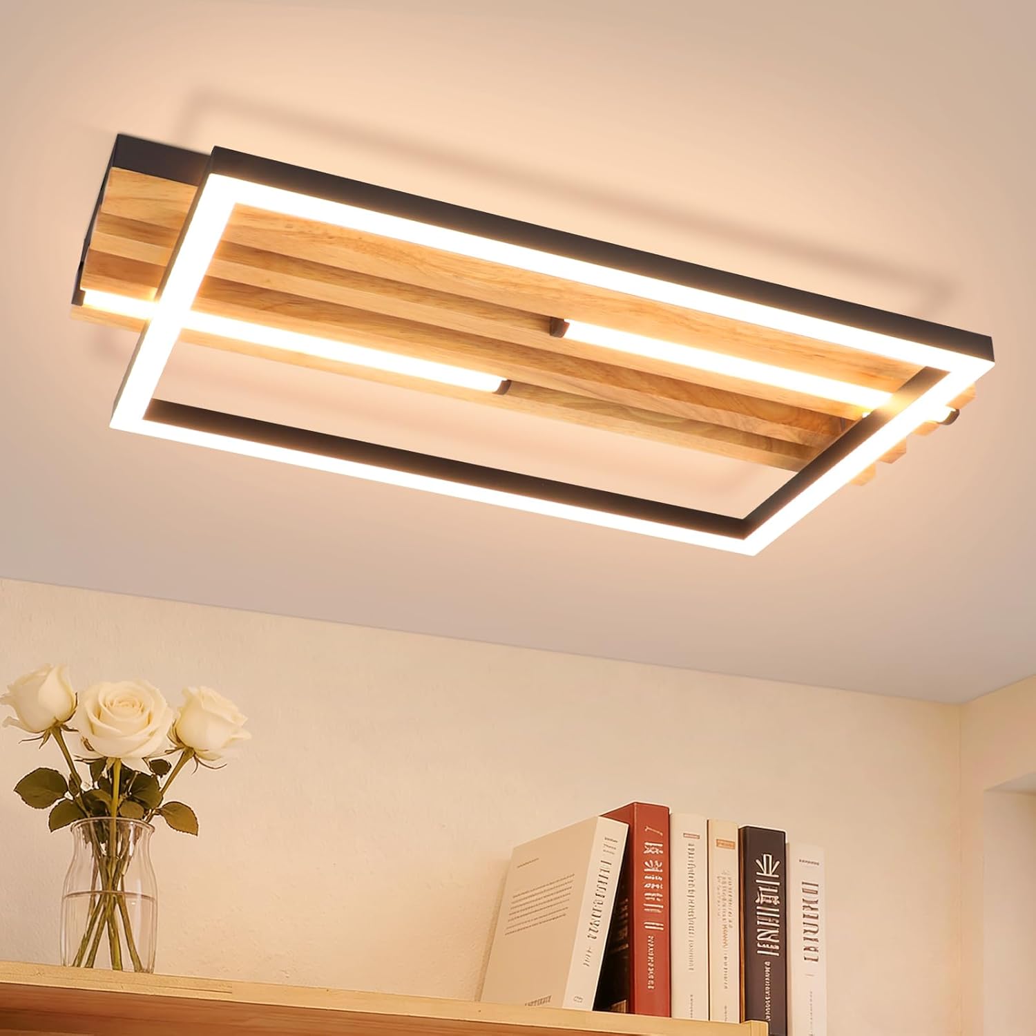 Nettlife lâmpada de teto LED integrado castanho 38x21