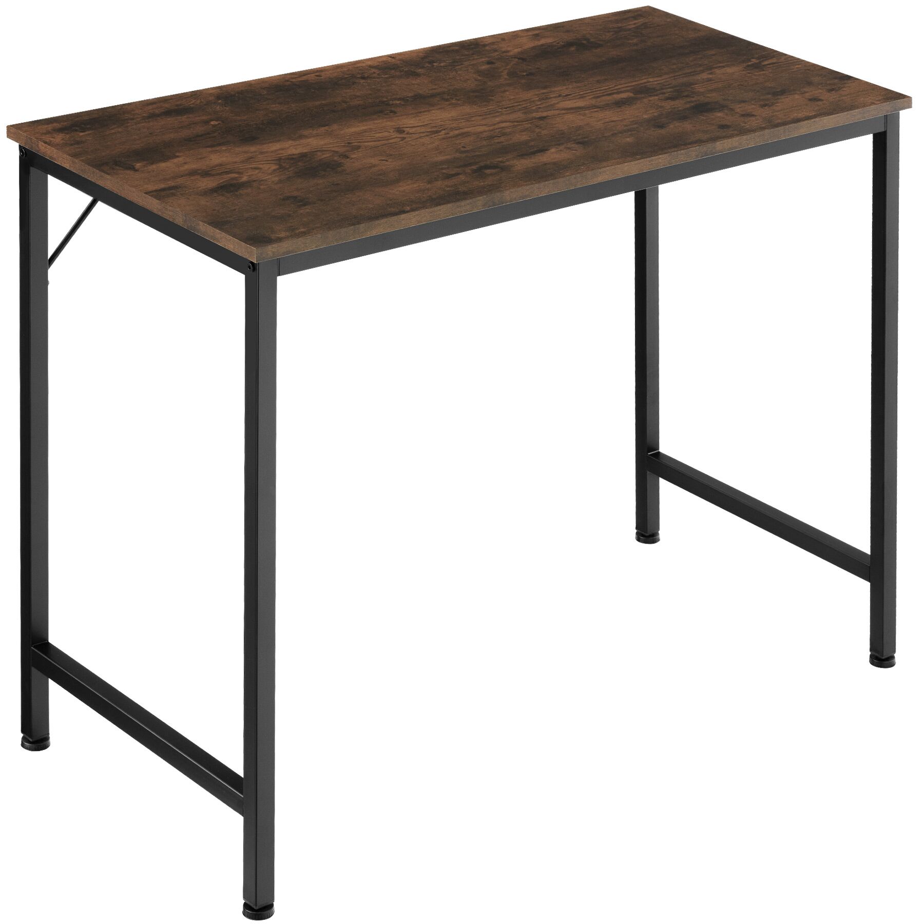 Escritorio estilo industrial estrutura de aço 80 cm madeira oscura