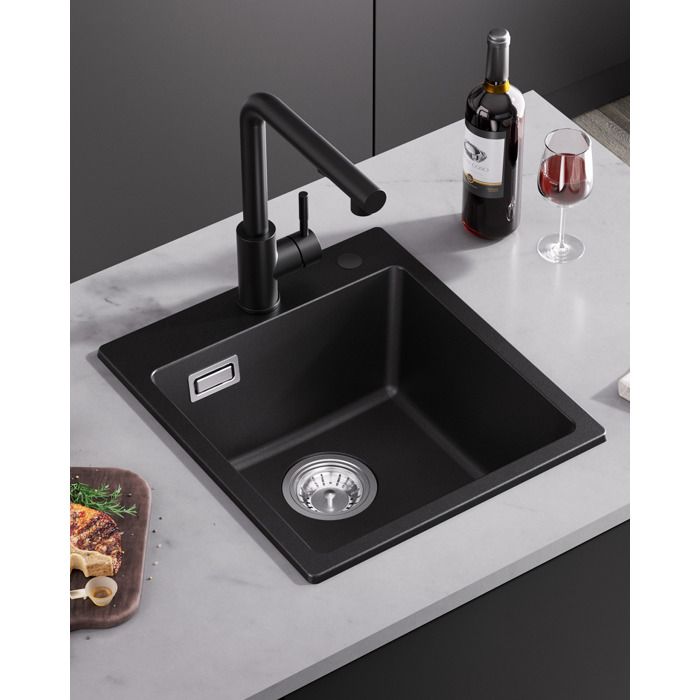 Pia de cozinha - sofetiy max - 1 cubo preto - granito - resistente a impact