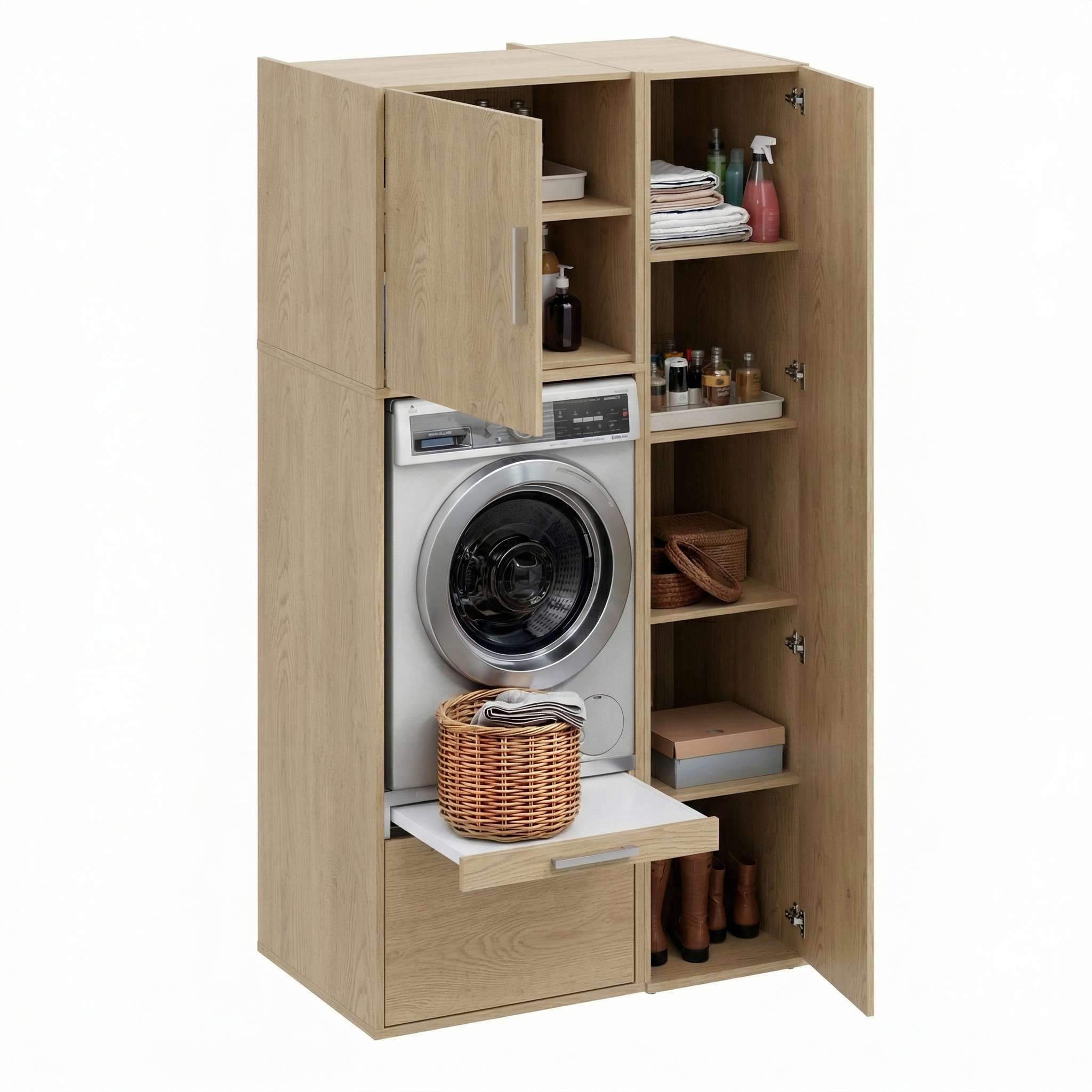 Conjunto de móveis para máquina de lavar t-bath 110,7x208 cm carvalho