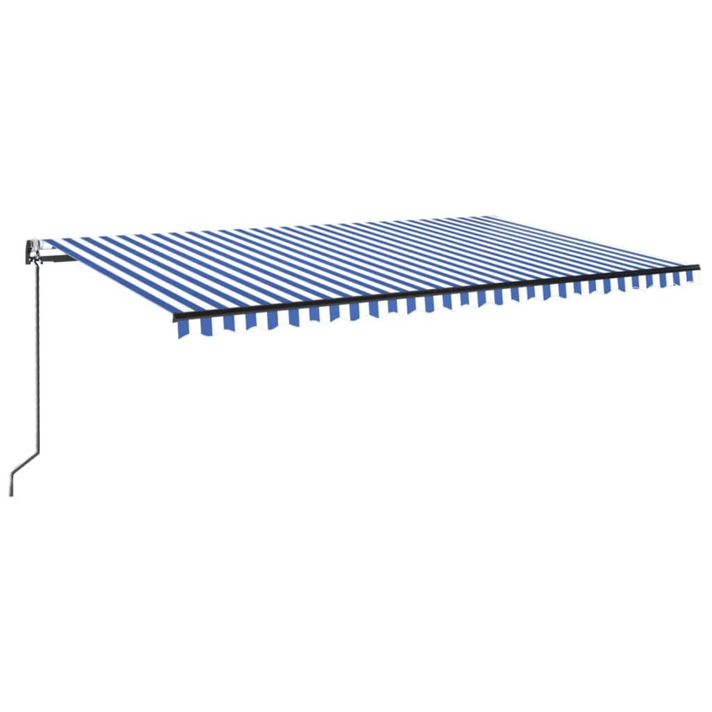 Toldo automático LED e sensor de vento 500x300 cm azul e branco