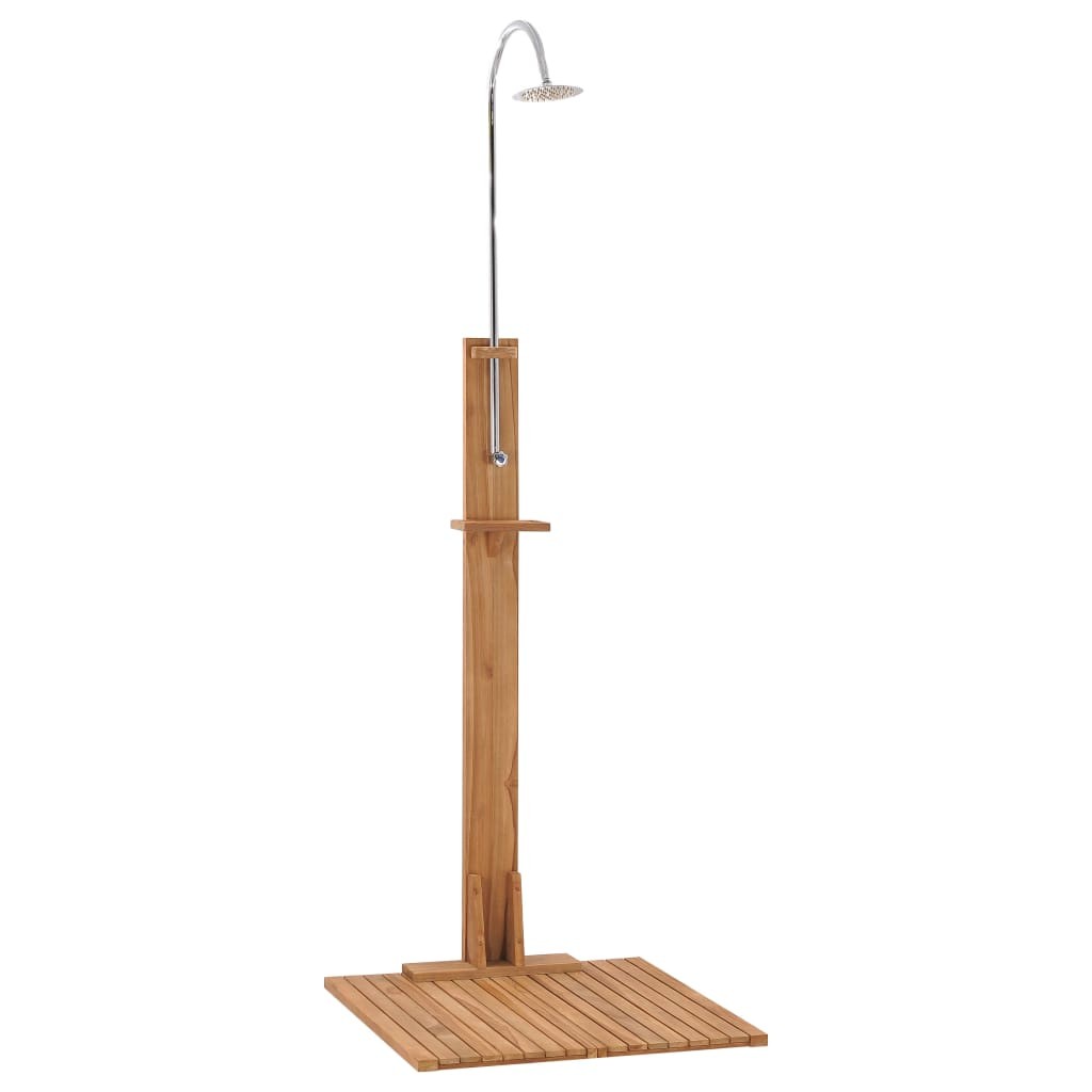 vidaXL chuveiro de jardim em madeira de teca maciça 75x75x210 cm