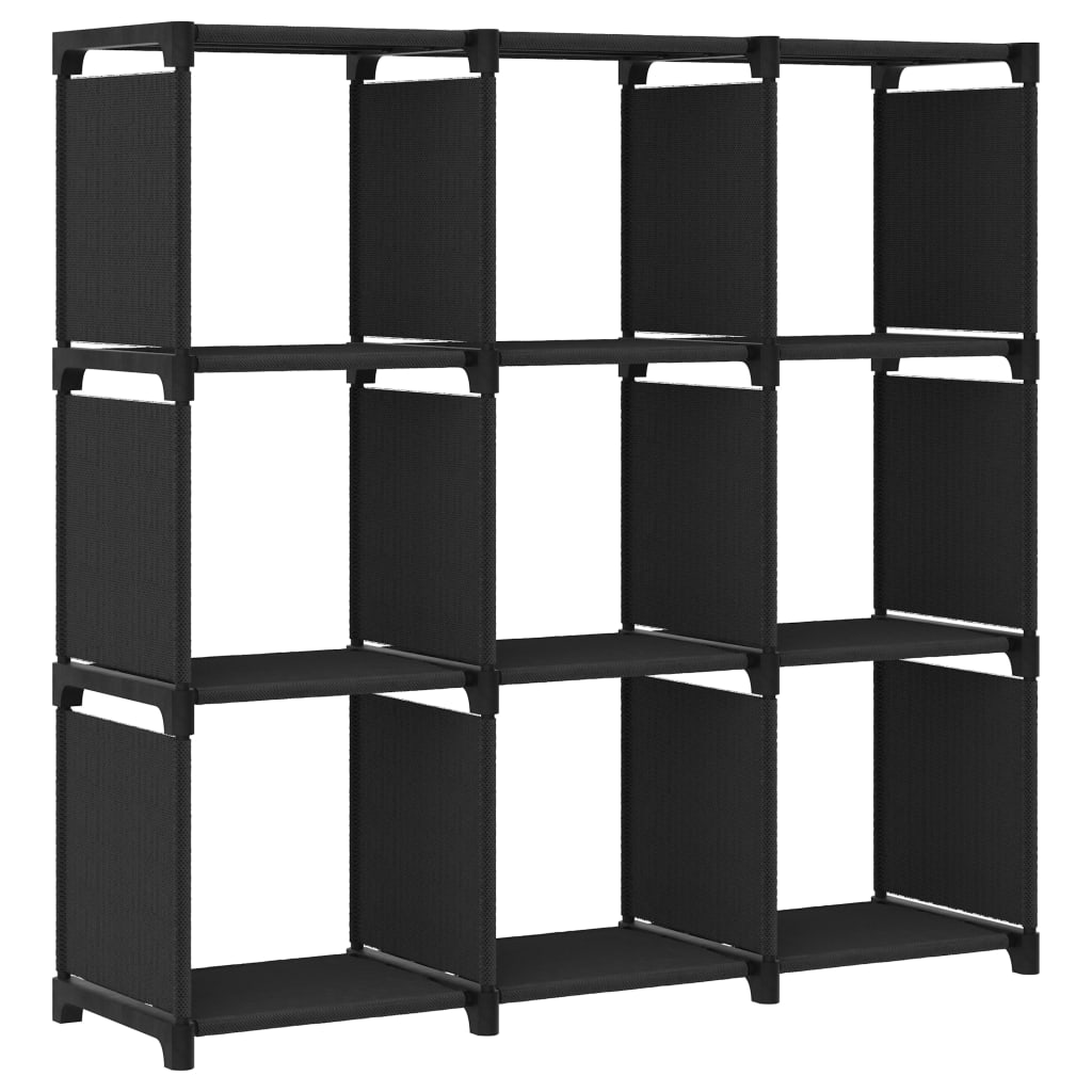 vidaXL estantería de 9 cubos de tela negro 103x30x107,5 cm