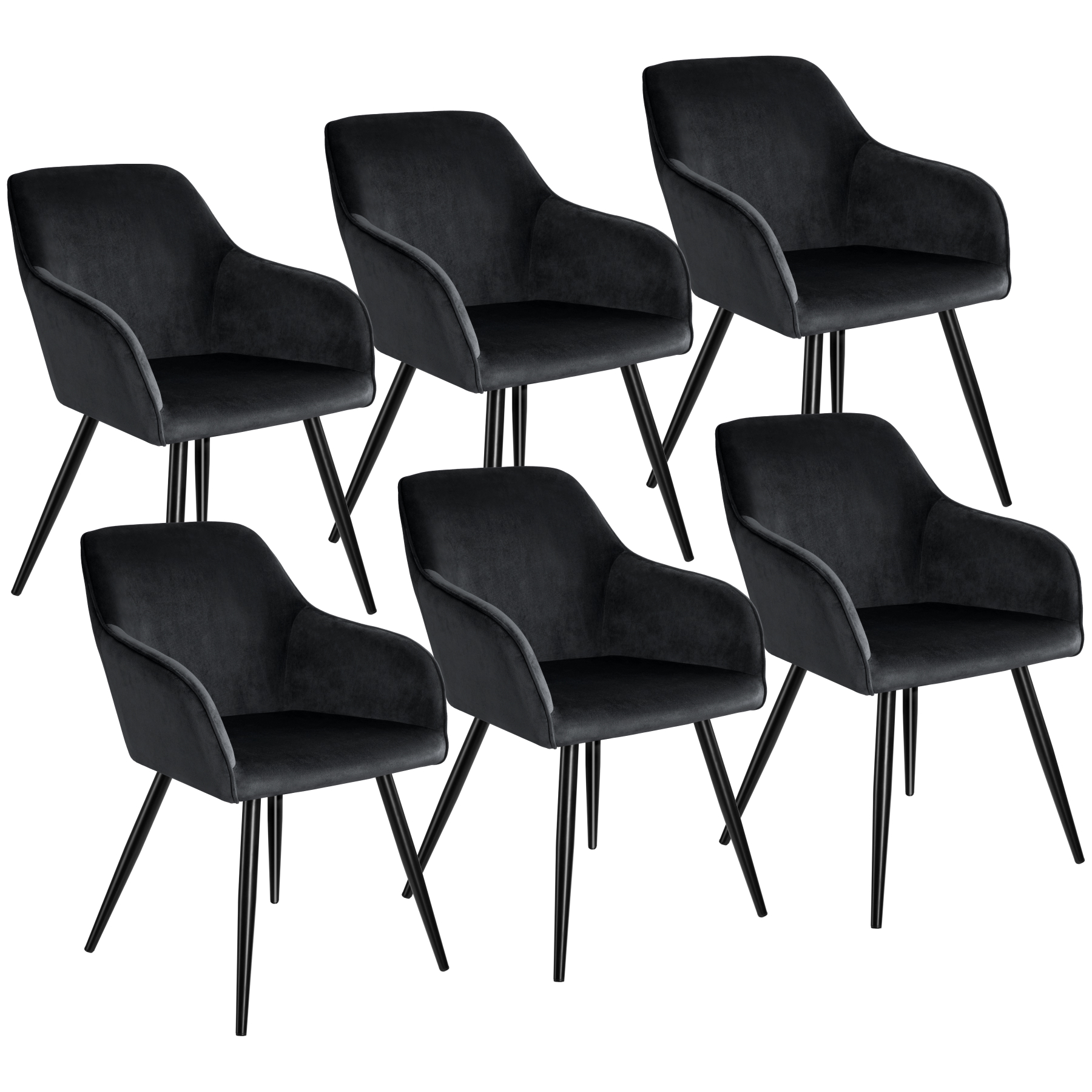 6 cadeiras de sala de jantar aterciopeladas 58 x 62 x 82 cm preto