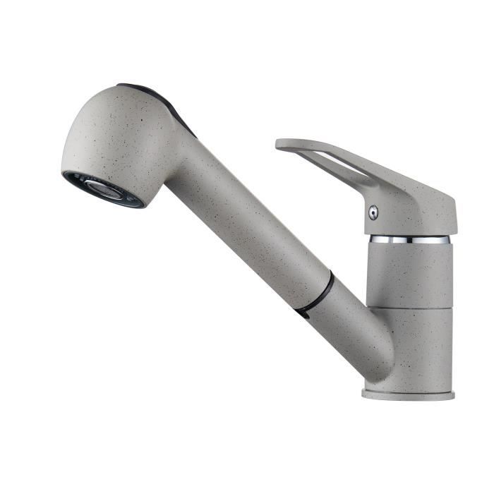 Torneira de cozinha giratória 180 ° misturadora de cozinha cinza com spray