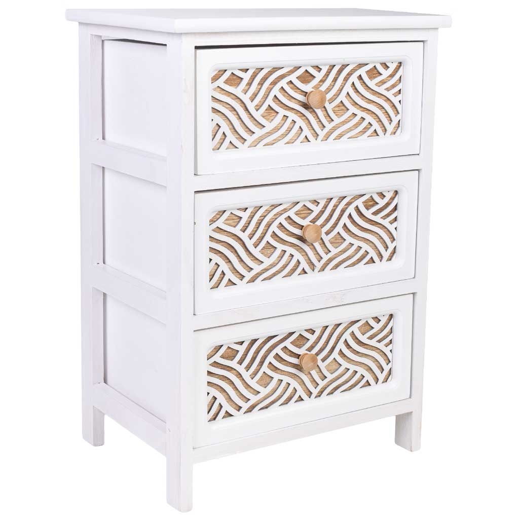 Cômoda de madeira branca 40x29x58h cm