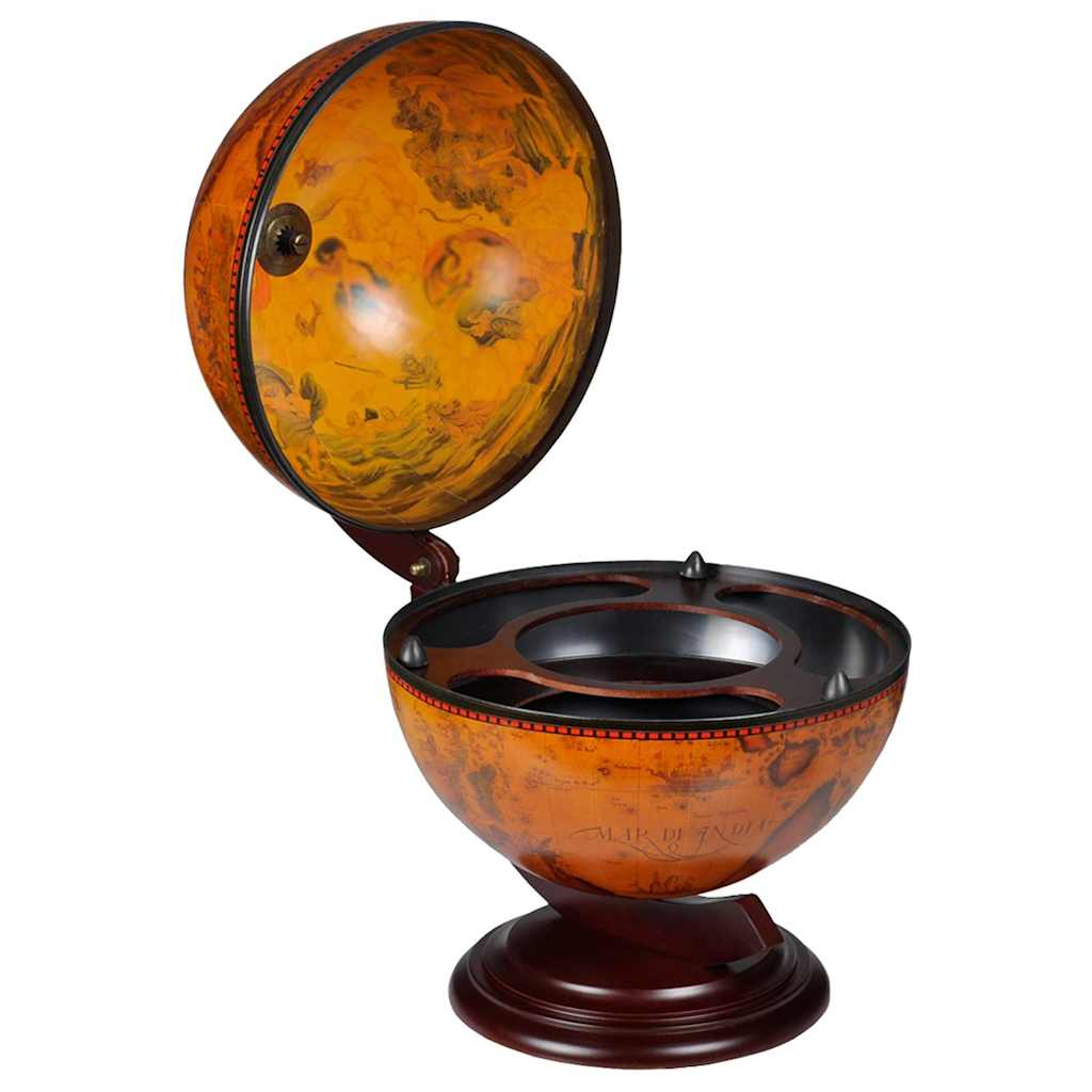 Suporte para garrafas de vinho forma de globo madeira eucalipto