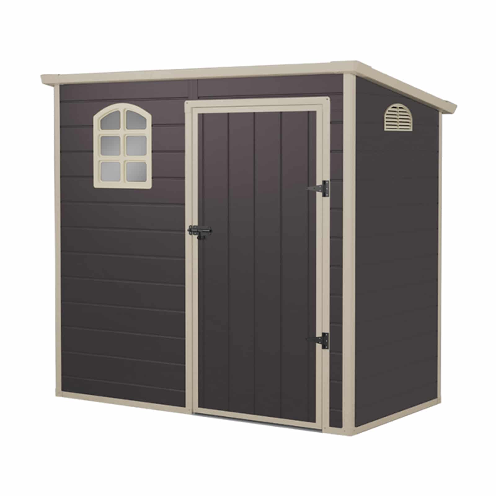 Abrigo de jardim em resina 111x191x195 cm (2.12 m²) flat roof cinzento
