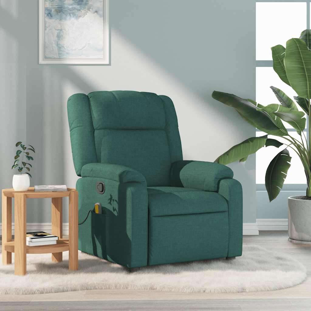 Poltrona de massagens reclinável tecido verde-escuro ewg7421