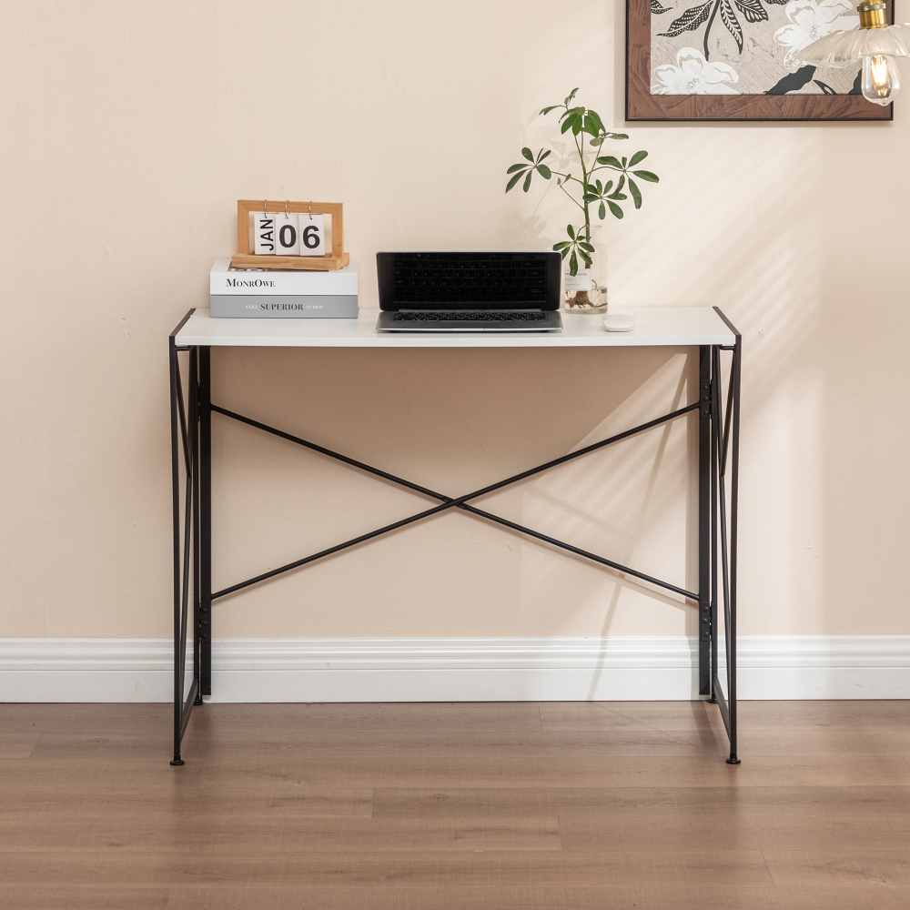 Mesa de escritório dobrável mdf branco 75x99x50cm