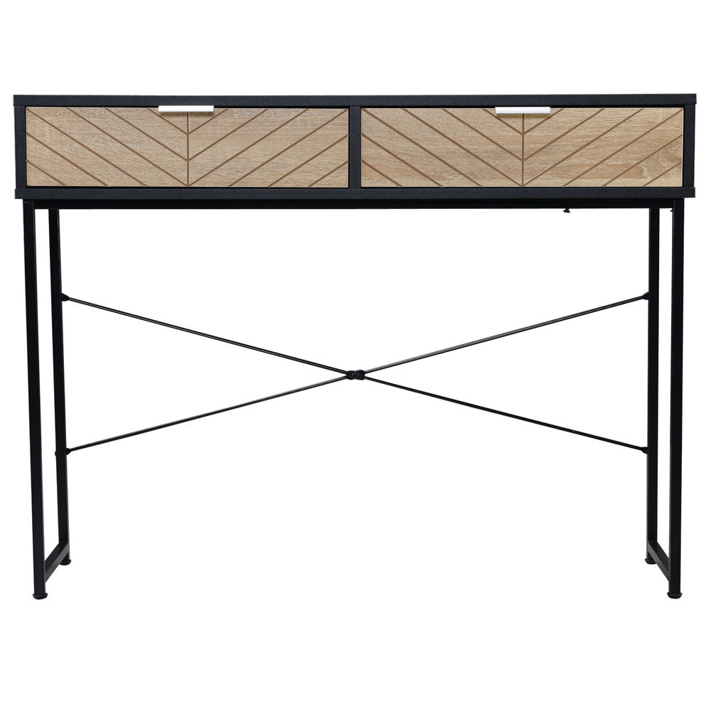 Mesa consola 100x30x75 cm metal e aglomerado de madeira bicolor Homcom