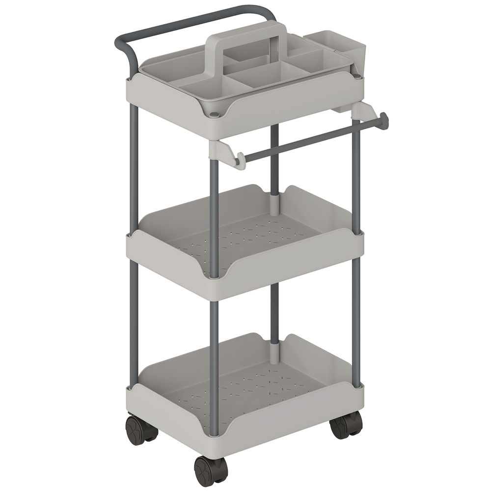 Carrinho auxiliar com roda 42x42,5x76 cm metal e plástico color gris Homcom