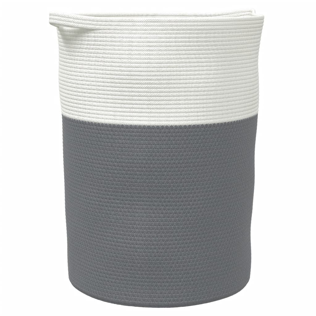 vidaXL cesta de almacenaje aLGodón gris y blanco ø49x65 cm