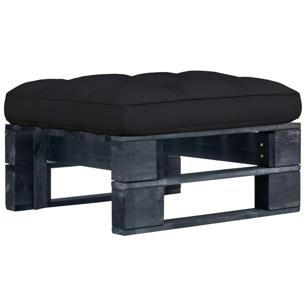 vidaXL otomana de jardín de palets madera de pino impregnada negro