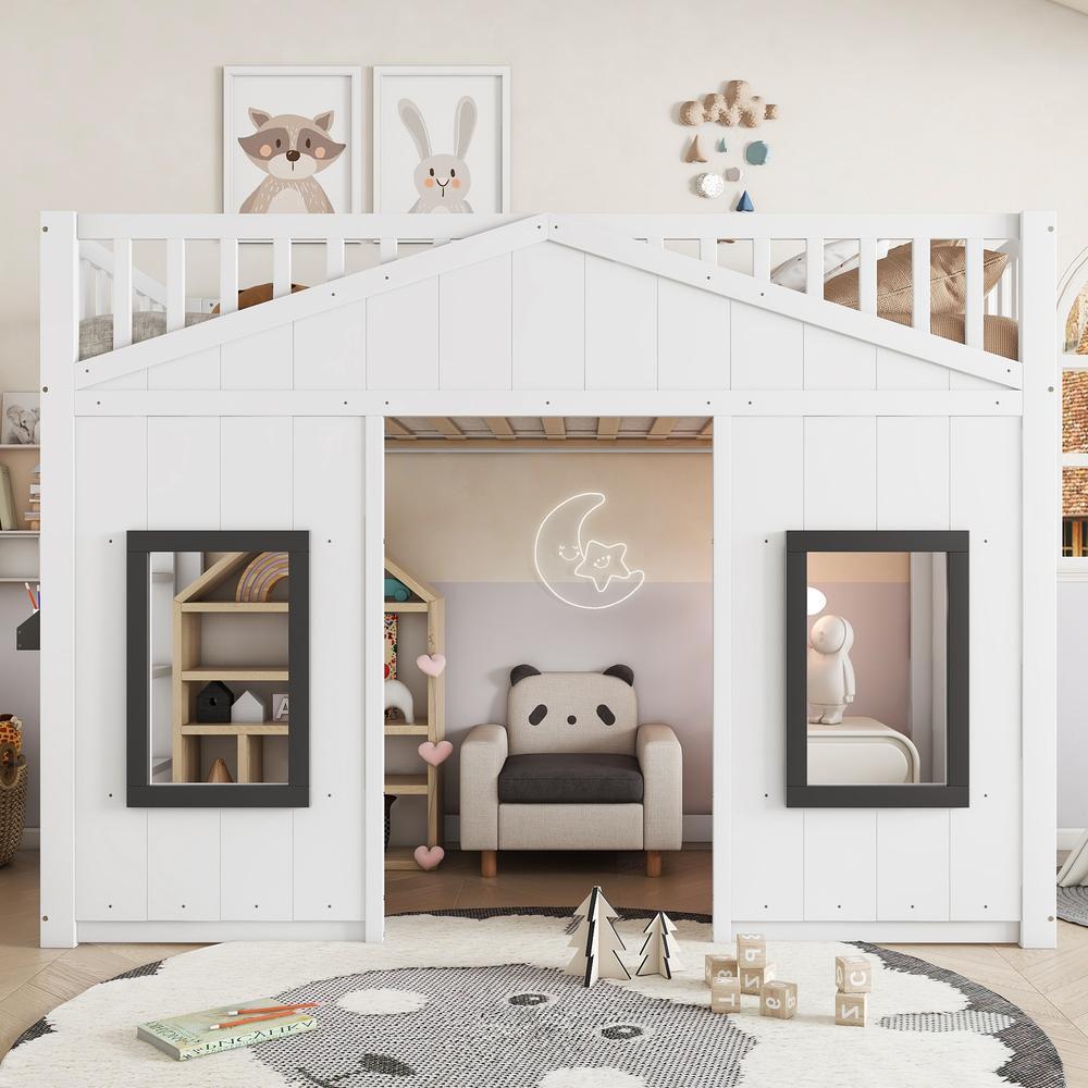 Beliche infantil 90x200cm com escada e guarda-corpo branco