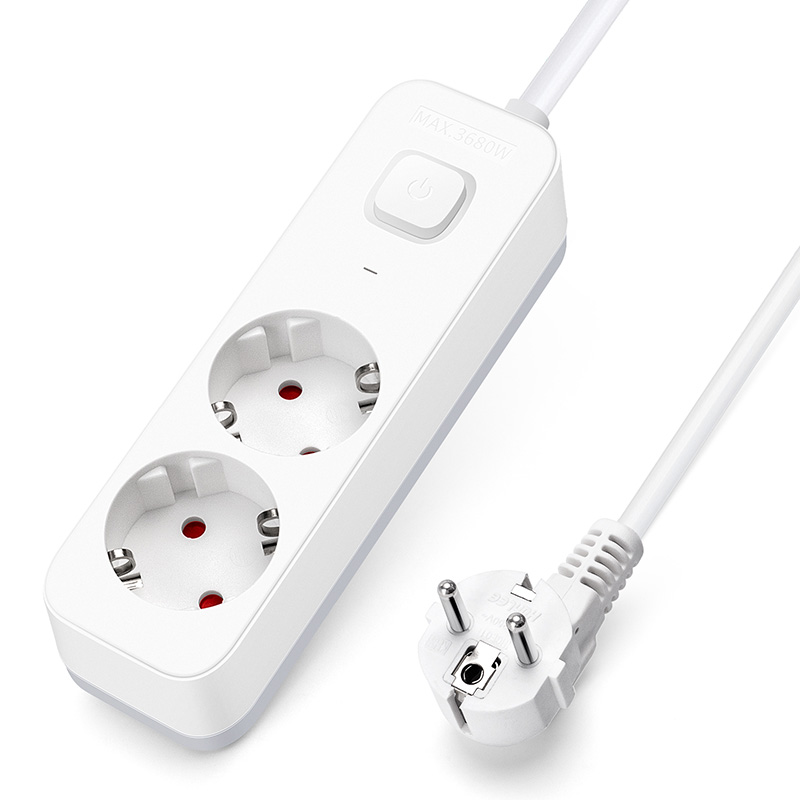 Aigostar régua 2 tomadas, extensão 3m com interruptor, branco