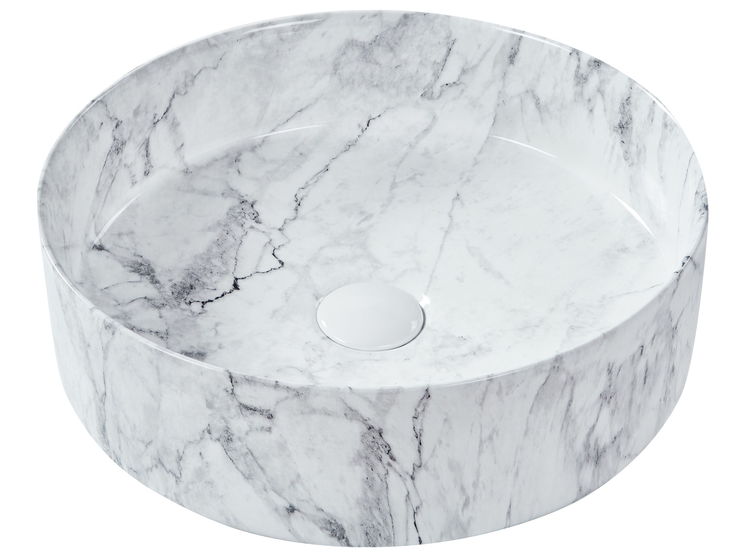 Lavatório de bancada manis ⌀ 40 cm cerâmica mármore branco