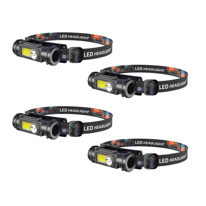 Farol LED recarregável 180° rotação impermeável pack 4