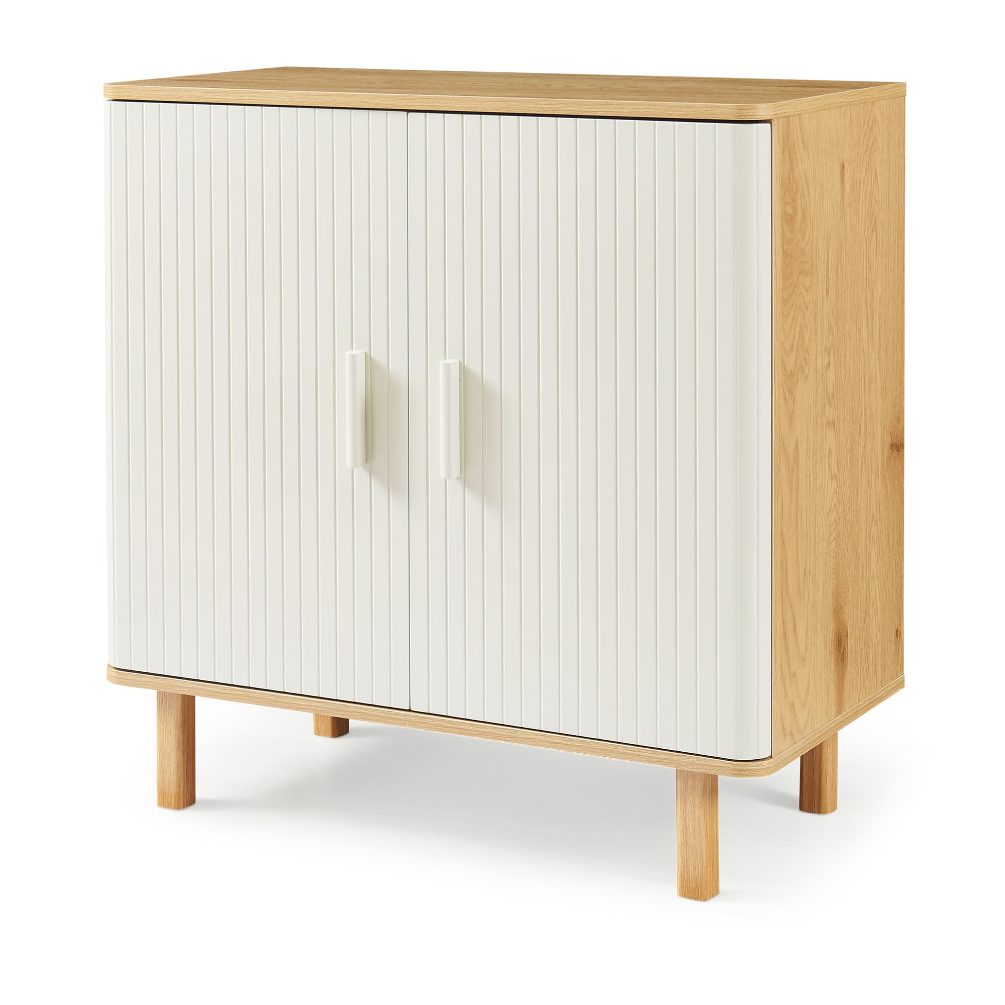 Aparador ferrersp 2 portas mdf 80x80x40 cm carvalho/ cores areia [en.casa]