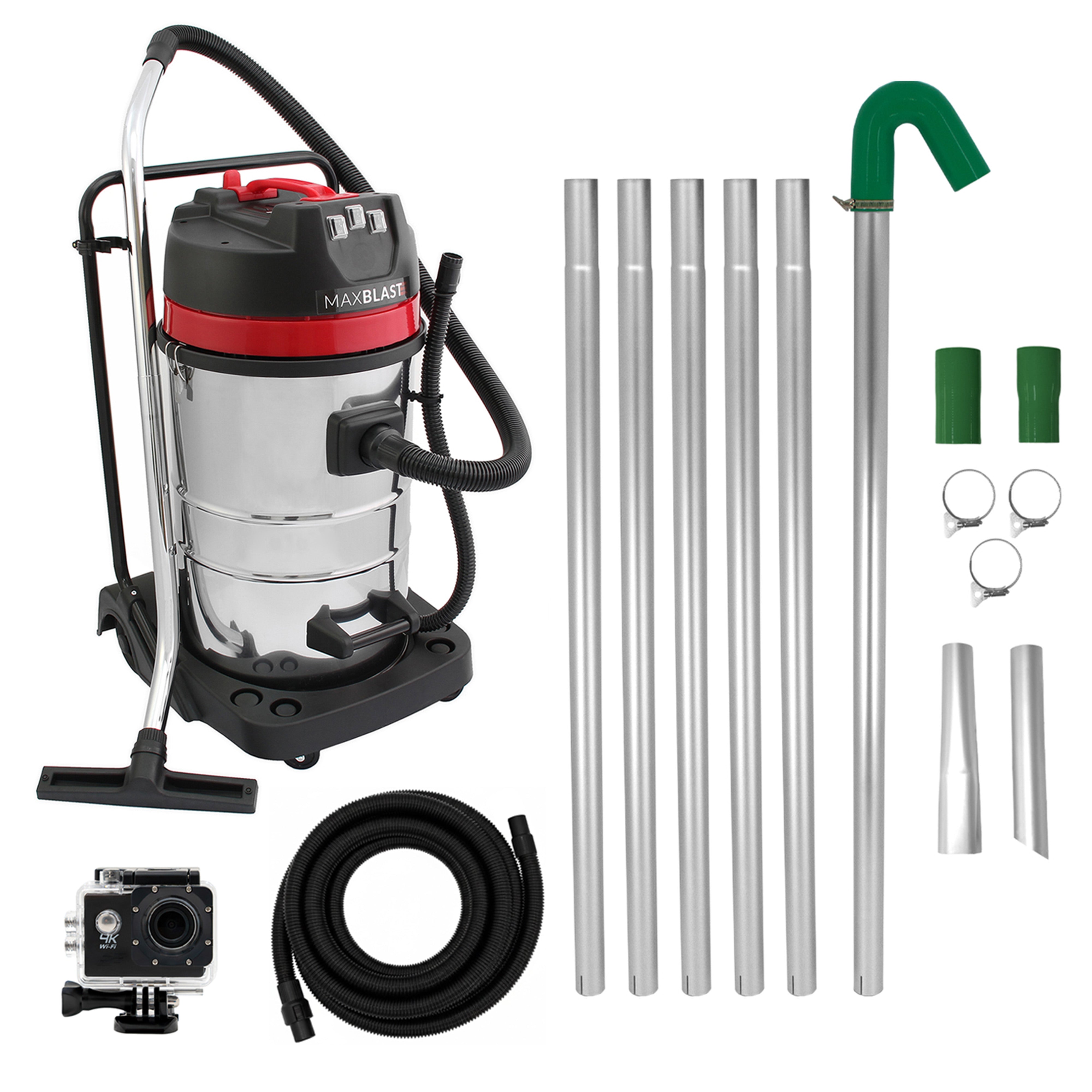 Kit de limpeza de calhas com aspirador 80 l (mangueira de 5m), tubos